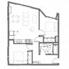 Floor plan for 2 beds, 1 bath, 869 sqft